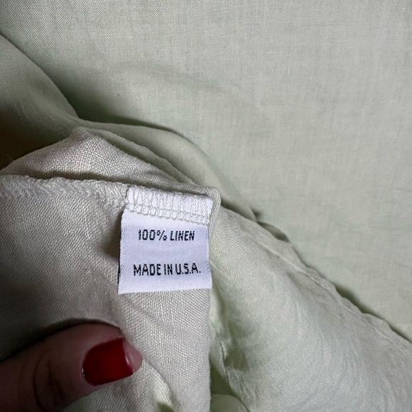 Bryn‎ Walker Green Pintuck Shirt Cross-dyed Linen Boxy Lagenlook Minimalist Boho - Picture 8 of 9